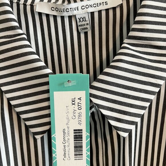 Collective Concepts Gemma Ruffle Sleeve Poplin Shirt - Sz XXL (NWT) - Picture 3 of 6